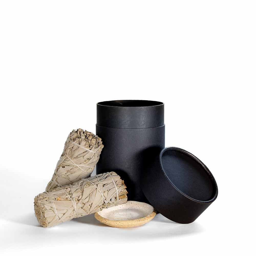 Portable Dual Sage Smudging Kit with Dish